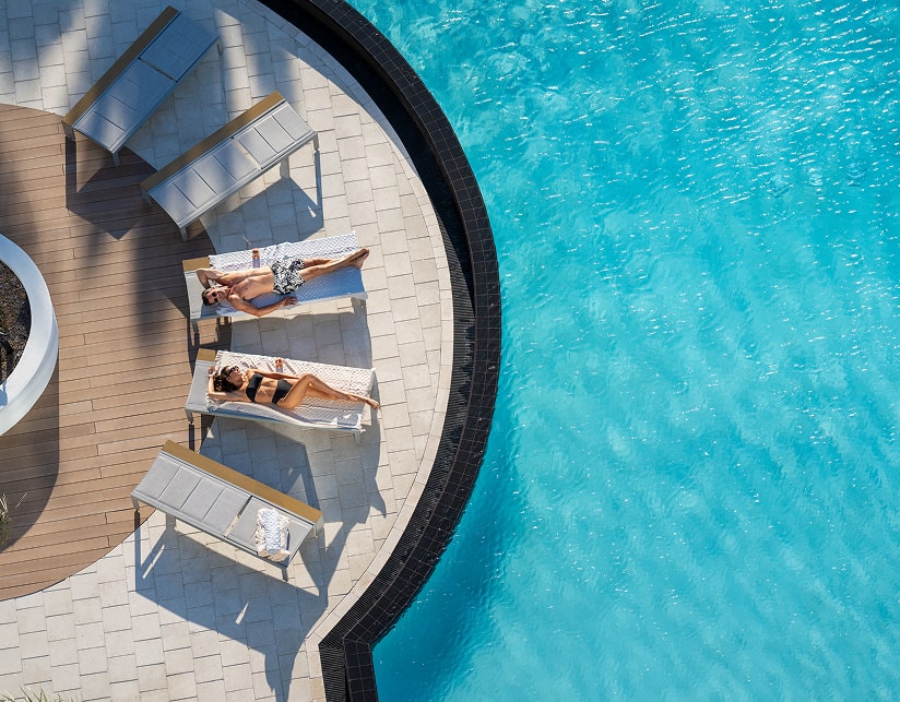 overhead view of the pool at Marina Pointe